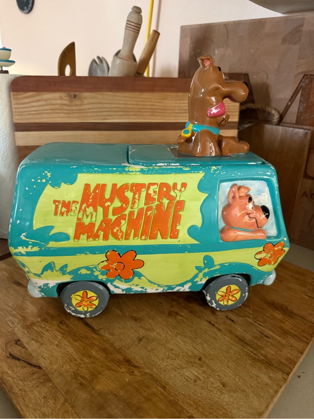 Mystery Machine Ceramic Cookie Jar - Teal and Yellow